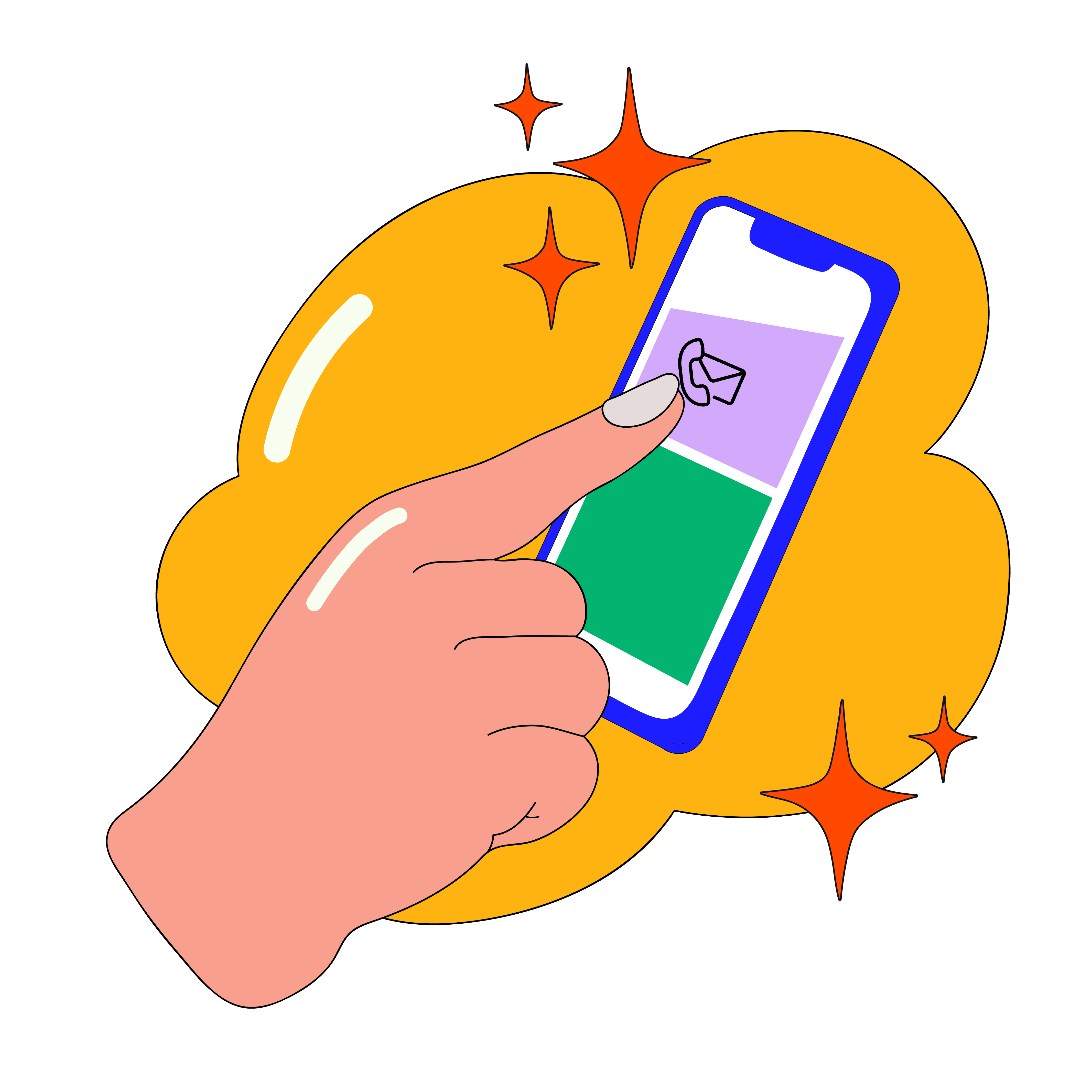 vector illustration of hand swipping on mobile phone